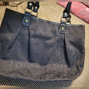 Calvin Klein Black and Brown Monogram Shoulder Bag